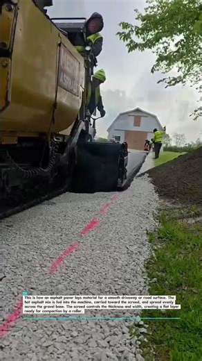 Asphalt Paver Laying Driveway Base #AsphaltPaving #RoadWork #Construction