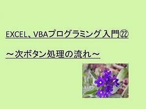 EXCEL、VBAプログラミング入門 22～次ボタン処理の流れ～