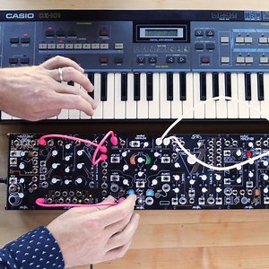 What are some of your favorite melodic sources to capture with the Morphagene? Here, a Casio CZ-101 is patched into both Maths and the Morphagene (via a Mult), which is set to automatically record to a new Splice. Maths is acting as a comparator, outputting a high gate and triggering a new recording with each note (see the “Gate Extraction” patch in the Maths manual for more info!). In this way, each note from the Casio is recorded onto its own individual Splice. The results are Organized by the