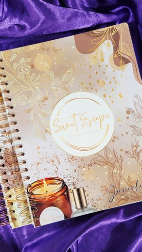 Kat • Personalized Stationery | Handcrafted Items on Instagram: "Custom Notebooks for @sweetescapeluxurycandles 🍒 Thank you for your order 🫶 Check out her page for handmade candles and more 🪄 #kiwiscrapbykat #stationery #ordertracker #madetoorder #businessnotebook"