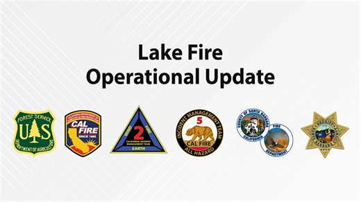Lake Fire Operations Update for July 20, 2024 with California Complex Incident Management Team 13. Full incident details: https://inciweb.wildfire.gov/inciden.../calpf-2024-lake-fire | U.S. Forest Service - Los Padres National Forest