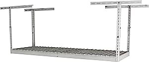 SafeRacks 2x6 Adjustable Overhead Garage Storage Rack, Heavy-Duty Steel Overhead Storage Rack with 300 lb Weight Capacity, Height Adjustable Garage Storage Organization System, White (18"-33")