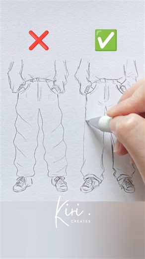 Kiri Creates on Instagram: "How to draw anime clothes / pants #draw #howtodraw #drawingtutorial #animetutorial #animeclothing #animedrawing"