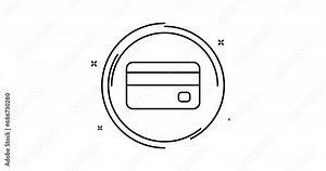 credit card animated outline icon with alpha channel. credit card rotation appearance 4k video animation for web, mobile and ui design Stock Video