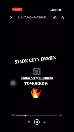 L12 on Instagram: "TOMORROW !!! SLIDE CITY REMIX - JUSTIN BIEBER - YUKON x L12 - Sing To U (MASH UP) (Produced by L12) 🔥🔥🔥 @lilbieber #justinbieber #mashup #newmusic"