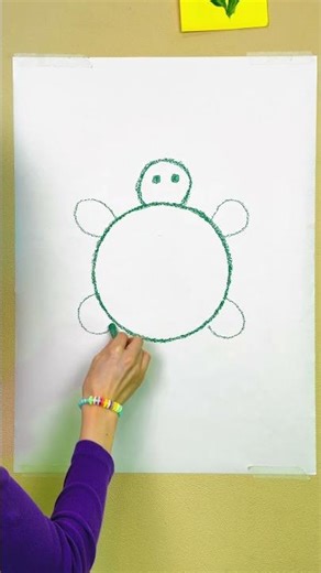 Learn Shapes & Draw a Turtle from a Circle 🐢🔵 Easy Kids Trick #art #shorts