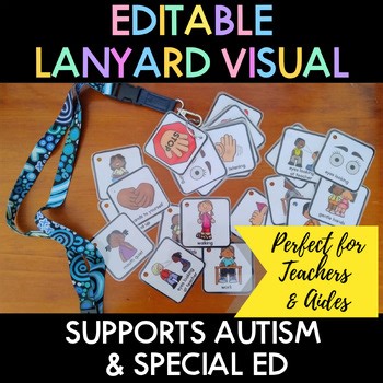 Classroom Lanyard Visuals | Editable Behavior Cue Cards | PDF & PowerPoint