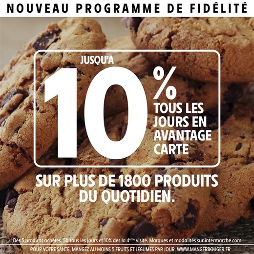 5.2K views · 49 reactions | 拾 NOUVEAU PROGRAMME DE FIDÉLITÉ. Vous avez jusqu’à 10% en avantage carte tous les jours sur plus de 1 800 produits du quotidien. Sur tous nos biscuits et céréales Chabrior, nos produits laitiers Pâturages, nos produits charcuterie-traiteur Monique Ranou et nos compotes et jus Paquito. ➡ https://www.intermarche.com/avantages-fidelite | Intermarché | Facebook