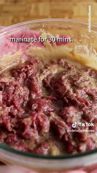 Bulgogi (Korean BBQ Beef) 📝 Recipe link in profile or visit www.christieathome.com & search for recipe with measurements Tender, succulent beef marinated in a sweet and savory sauce with a smoky flavor! A quick and simple, delicious Korean dish. Pair this with some steamed rice and your favourite barchans or veggies and you have a complete meal! #Asianfood #foodtiktok #recipes #koreanfood #beef