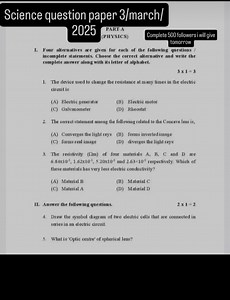 Science question paper 3/march/ 2025PART-A(PHYSICS)Complete... | Filo