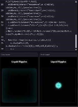 Liquid Ripples — Neon Water Rings (HTML/CSS/JS, less than 100 Lines)