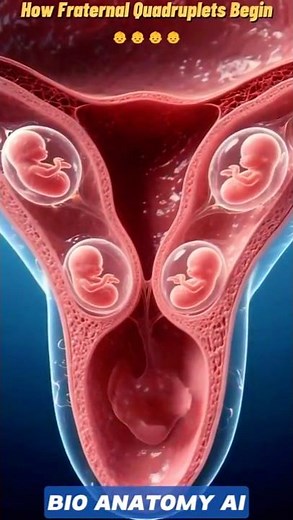Fraternal Quadruplets Explained| How Four Babies Begin in the Womb #pregnancy #fertilization #shorts