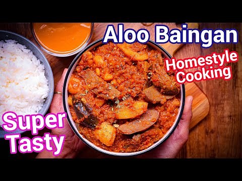 Dhaba Style Aloo Baingan - Potato Eggplant Curry | Spicy Potato & Brinjal Curry with Secret Masala