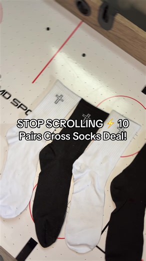 Upgrade your sock game with these 10 Pairs Cross Pattern Mid-Calf Socks. #athleticsocks #crosssocks #dailyessentials #budgetfinds #viralproducts