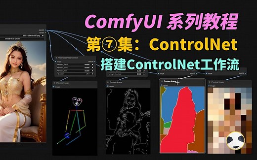 在ComfyUI中搭建controlnet工作流 controlnet预处理插件下载 manager插件安装使用 confyui入门到精通第7集