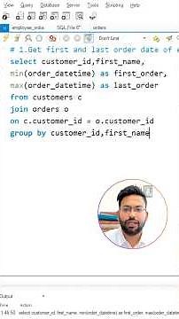 SQL Query to Find First and Last Order Date Per Customer | SQL Tutorial #coding #sql #dataanalysis