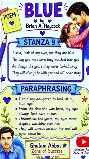 10 Class English | Unit No 8 | poem Blue | Stanza 9 | Paraphrasing | #short #viral #trending