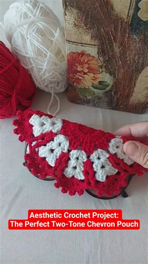🪡The Perfect Two-Tone Chevron Pouch #crochet #trendyfashion