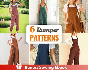 Romper Sewing Patterns Bundle  6 | Women Sewing Pattern | Overalls Pattern | Jumpsuit Pattern | Romper Pattern | Women Romper Pattern Bundle - Etsy