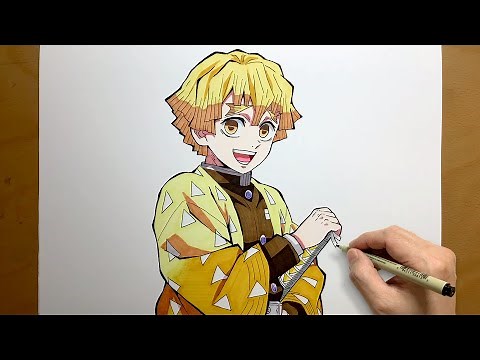How to draw Zenitsu Agatsuma from Demon Slayer | Kimetsu no Yaiba | step by step | Zenitsu