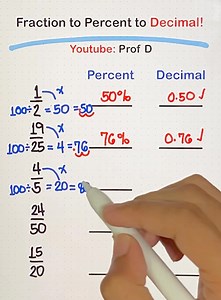 108K views · 1.1K reactions | Convert Like a Pro: Fractions → Percents → Decimals ➗ | Prof D | Facebook