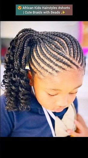 😍 African Kids Hairstyles #shorts | Cute Braids with Beads #kidshairstyles #kidsbraids #naturalhair