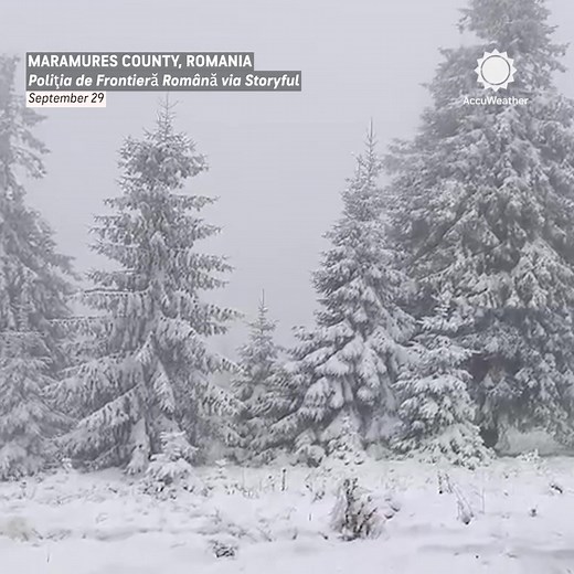 A northern pass in Romania’s Carpathian Mountains was covered in snow on Monday as the country experienced its first snowfall of the season. | AccuWeather