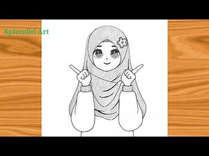 How to draw a girl with hijab |Easy hijab girl drawing | Simple drawing