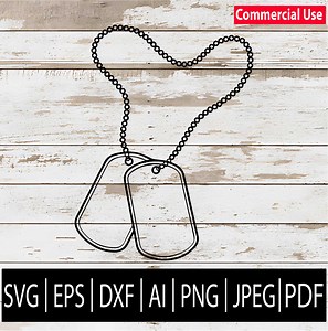 Dog Tags Outline SVG Design - Military Id Tag Vector Graphic Files for Cricut Silhouette Laser Cnc Sub | Svg Dxf Png Jpg AI Eps Pdf Download - Etsy