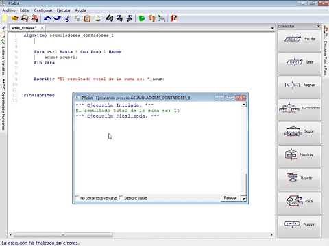 Contadores y acumuladores en PSeInt.