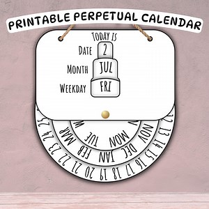 Printable Perpetual Calendar Wheel: Year Round Learning Months, Days, Dates With Instructions (PDF Download) - Etsy