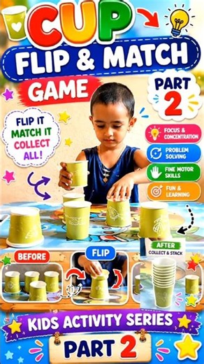 Cup Flip & Collect Game 🥤 | Fun Kids Challenge | Kids Activity Series Part 2 #youtubekids #viral