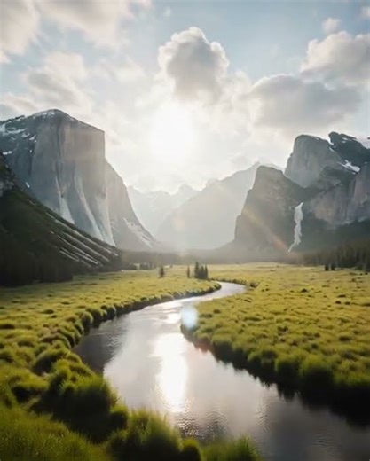 Ultra-realistic cinematic 4K nature landscape video,wide-angle aerial camera.