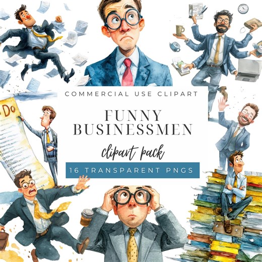 Funny Businessman Clipart, Whimsical CEO Graphics, Silly Office PNG, Quirky Corporate Character Art - Etsy