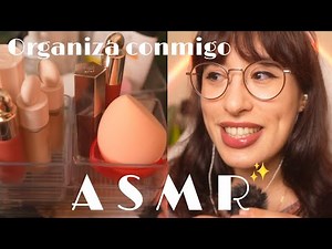 ASMR Organizing my makeup collection to get you to sleep 1 hour ✨ ASMR in Spanish