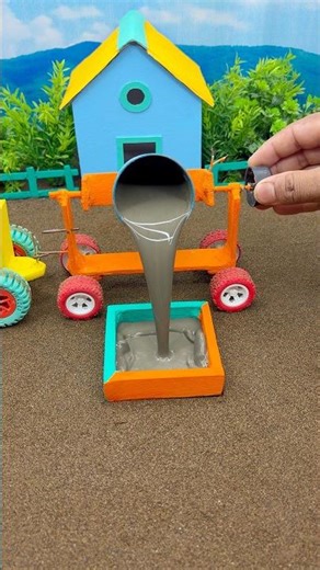 😱 Amazing Mini Tractor Making Cement Pillar | DIY Real Working Construction Machine 🚜 #shorts