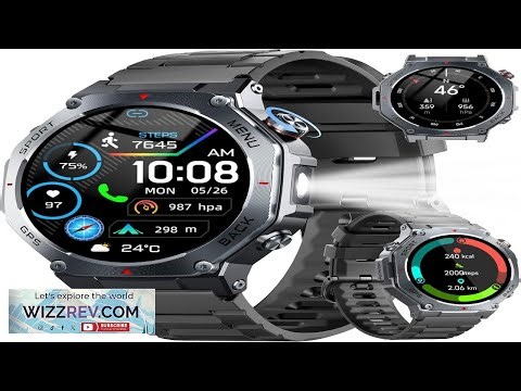 Military Smart Watch for Men Built in GPS with LED Flashlight Compass 1.43"