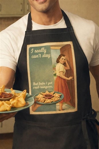 Crab Rangoon Retro Food Humor Apron | Funny Kitchen Apron - Etsy UK