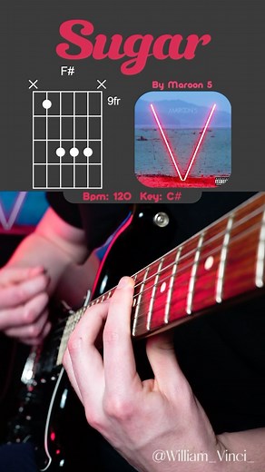 William Vinci | Educational Guitar Content on Instagram: "🍰🕺 Sugar - Maroon 5 | Guitar Chords | . 🎼| F♯ | A♯m7 | D♯m7 | C♯ | | F♯ | A♯m7 | D♯m7 | C♯ | . | F♯7 | A♯m7 | D♯m7 | C♯ | . | F♯ | A♯m7 | D♯m7 | C♯ | . . . . . . . . . . . . . . . . . . . . #guitar #guitarist #funk #popmusic #tutorial #maroon5 #sugar #guitartutorial #guitarlessons #lesson #easy #guitarplayer"