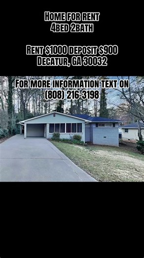🔥 HOUSE FOR RENT – 4 BEDROOM / 2 BATH 🔥 Looking for the perfect place to call home? This beautiful 4 bedroom, 2 bathroom home located in 1921 Cindy Dr, Decatur, GA 30032 is now available and ready for move-in! 🏡✨ This spacious home is perfect for families, roommates, or anyone looking for comfort, space, and a peaceful neighborhood. With multiple bedrooms, a functional layout, and plenty of room to relax, this property offers the ideal balance of affordability and convenience. Imagine coming 