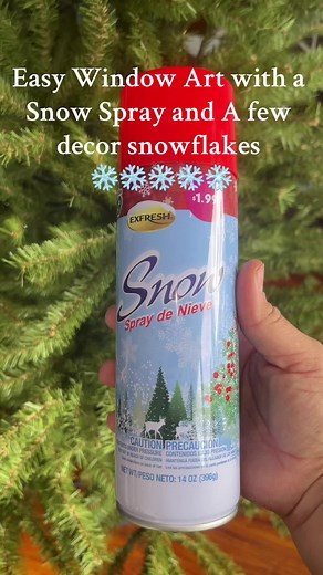 Easy DIY window art with snow spray and a few decor snowfales ❄️❄️ #snowflakes #snow #snowwindow #windowart #snowsprayart #windowdecoration #christmasdecorating #christmaswindowpainting #christmaswindowideas #diy #diyproject #snowideas #christmasdecoroutside