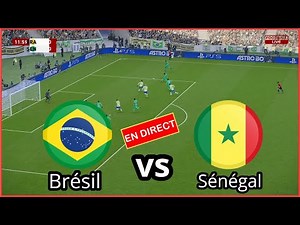 Brazil vs Senegal live match. Friendly match today. Football simulation. PC gameplay.
