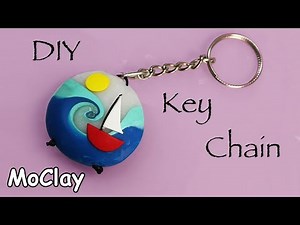 Diy Key chain with a swirl summer bead -Polymer clay tutorial