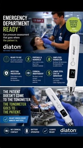 Emergency Department Ready - IOP THROUGH EYELID - diaton.com Diaton® Tonometer for Eye Pressure