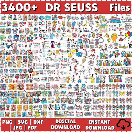3400  Dr Seuss Files, Dr Seuss Layered Svg, Dr Seuss Png, Dr Seuss Quotes Clipart for Cricut Vector File, Cat and the Hat, 699 UNIQUE DESIGN - Etsy