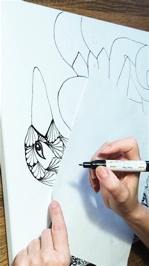 Zentangle Relaxing Drawing. Artistic Flow | Zendoodle Geese on Canvas | Mandala Patterns #asmr #art