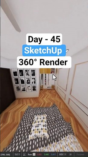✅ Day 45 – 360° Render in SketchUp 🌍 | V-Ray 7 Panoramic Rendering | 75 Days Challenge