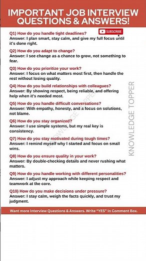10 Most Important Job Interview Questions and Answers