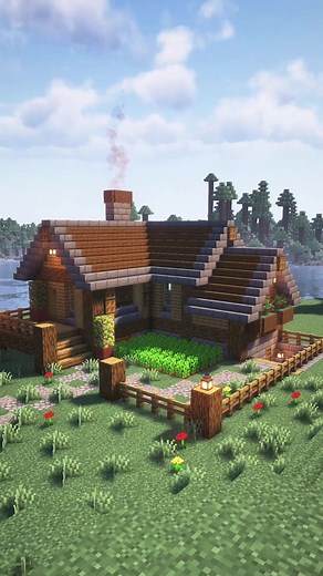 Simple Starter Cabin House Build in Minecraft