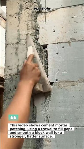 Masonry Wall Patching: Smooth Cement Mortar Repair Fast! #construction #masonry #shorts